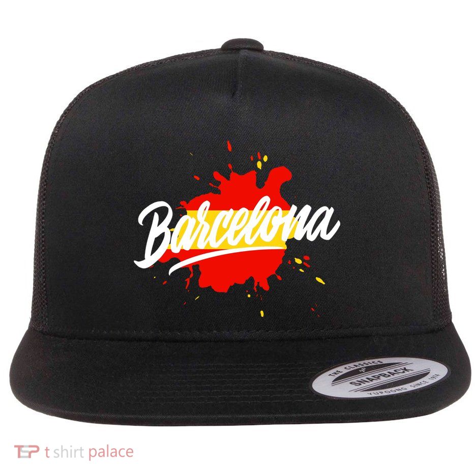 Classic Barcelona Flag Logo Flat Bill Trucker Hat