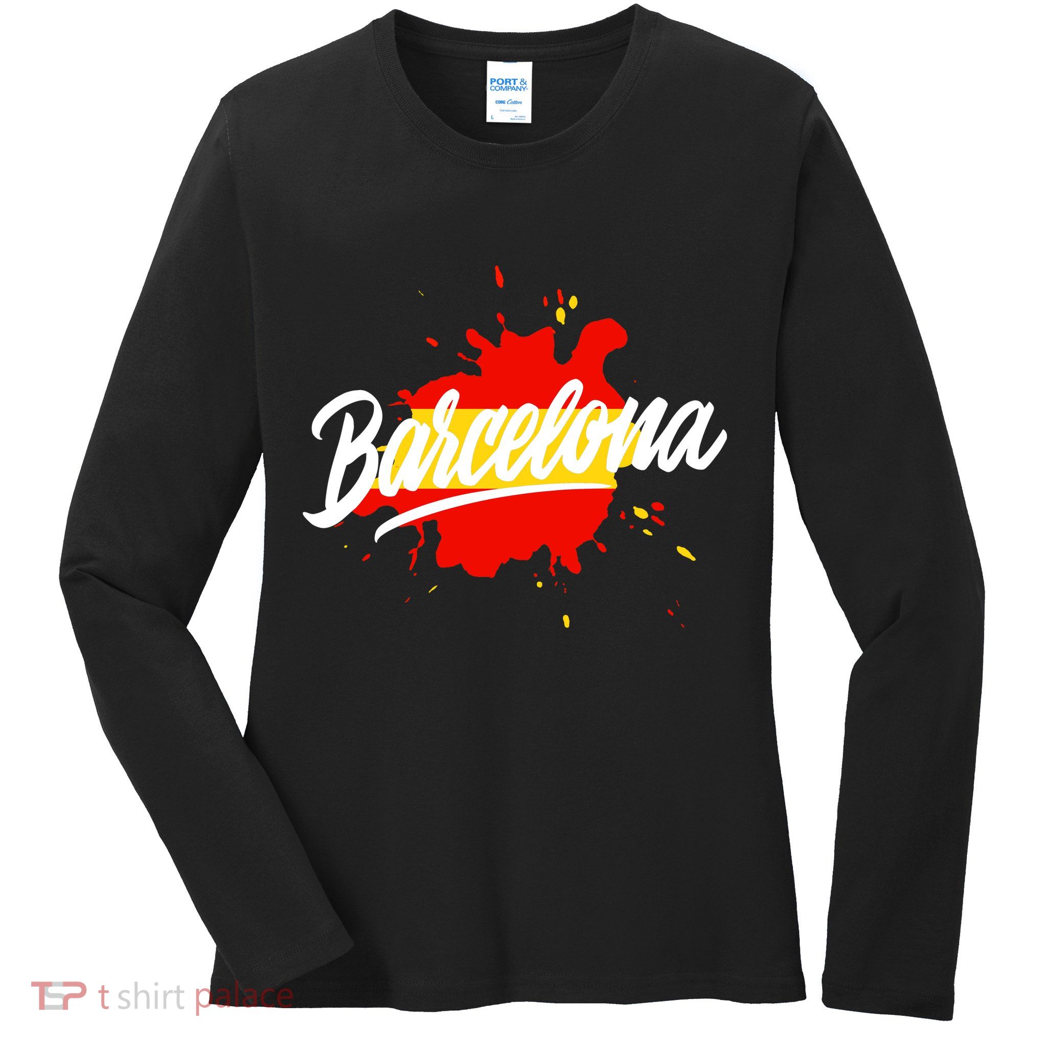 Classic Barcelona Flag Logo Ladies Long Sleeve Shirt