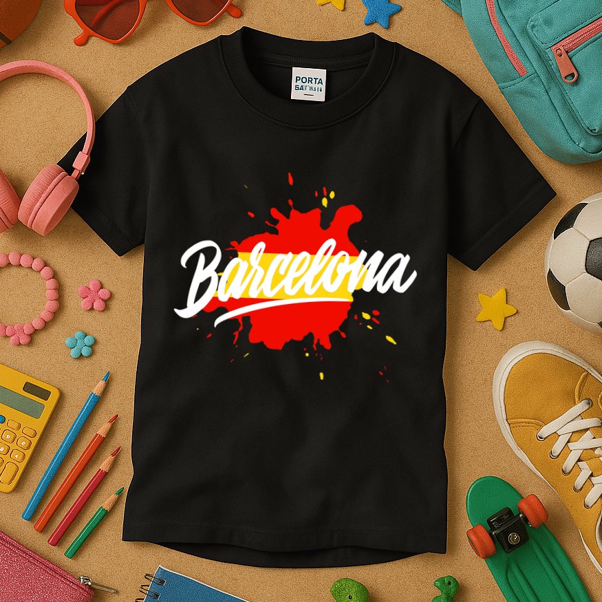 Classic Barcelona Flag Logo Kids T-Shirt