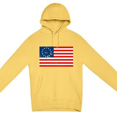 Classic Betsy Ross Flag Distressed  Premium Pullover Hoodie