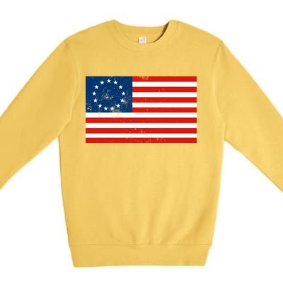 Classic Betsy Ross Flag Distressed  Premium Crewneck Sweatshirt