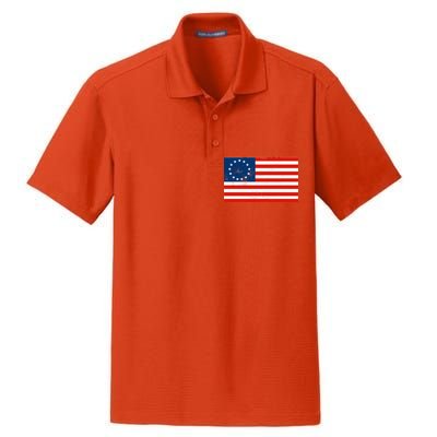 Classic Betsy Ross Flag Distressed  Dry Zone Grid Polo