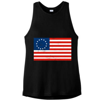 Classic Betsy Ross Flag Distressed  Ladies PosiCharge Tri-Blend Wicking Tank