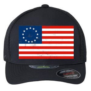 Classic Betsy Ross Flag Distressed  Flexfit Unipanel Trucker Cap