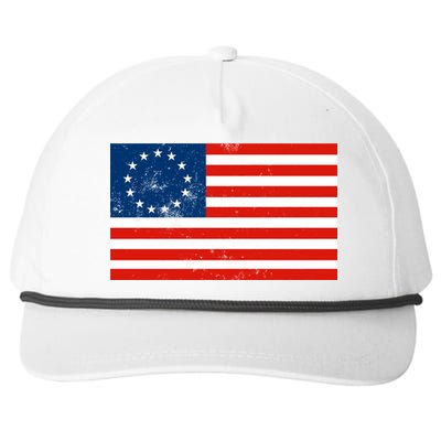 Classic Betsy Ross Flag Distressed  Snapback Five-Panel Rope Hat