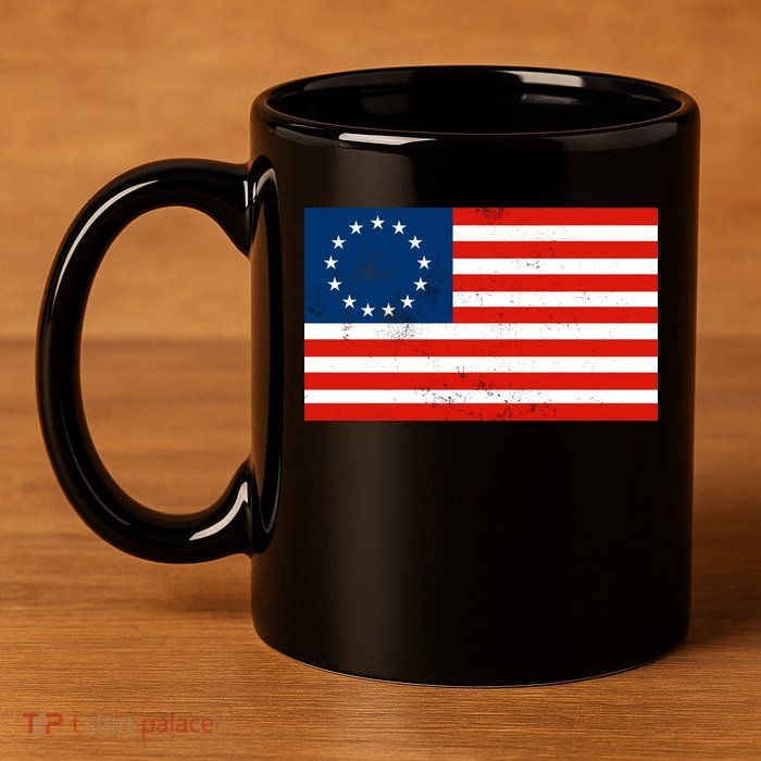 Classic Betsy Ross Flag Distressed  11oz C Handle Ceramic Mug