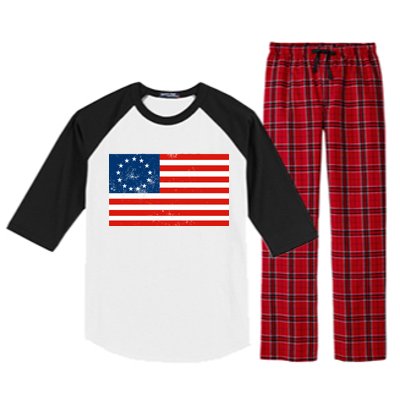 Classic Betsy Ross Flag Distressed  Raglan Sleeve Pajama Set