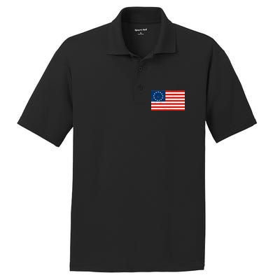 Classic Betsy Ross Flag Distressed  PosiCharge RacerMesh Polo