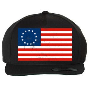 Classic Betsy Ross Flag Distressed  Wool Snapback Cap