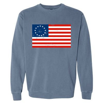 Classic Betsy Ross Flag Distressed  Garment-Dyed Sweatshirt