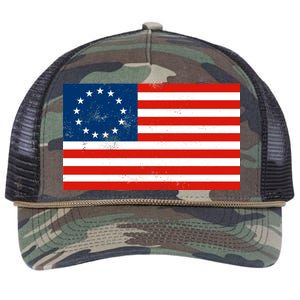 Classic Betsy Ross Flag Distressed  Retro Rope Trucker Hat Cap