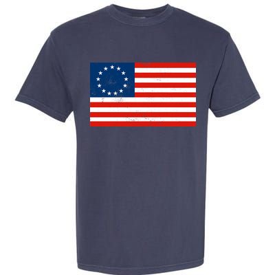 Classic Betsy Ross Flag Distressed  Garment-Dyed Heavyweight T-Shirt