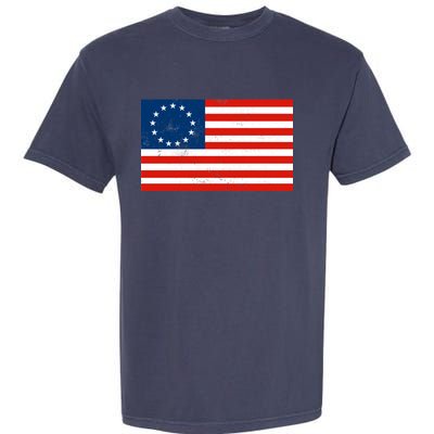 Classic Betsy Ross Flag Distressed  Garment-Dyed Heavyweight T-Shirt