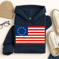 Classic Betsy Ross Flag Distressed  Hoodie