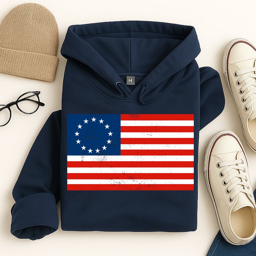 Classic Betsy Ross Flag Distressed  Hoodie