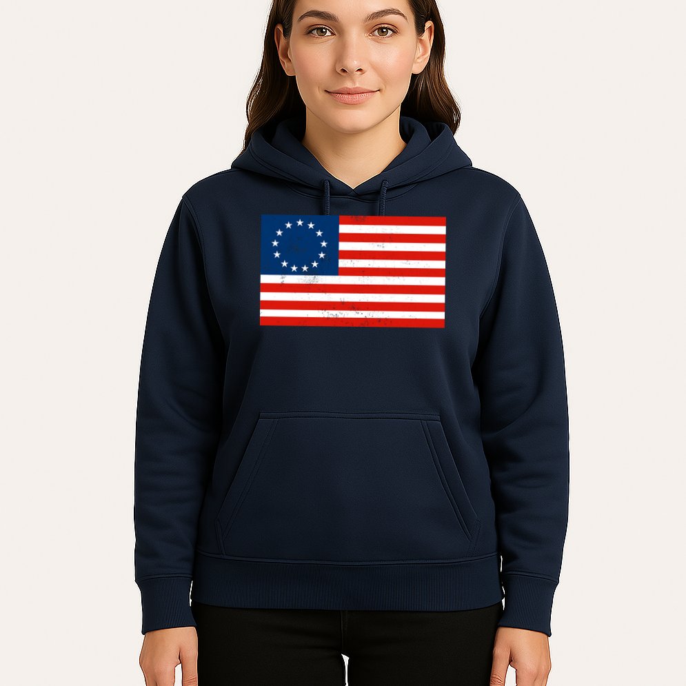 Classic Betsy Ross Flag Distressed  Hoodie