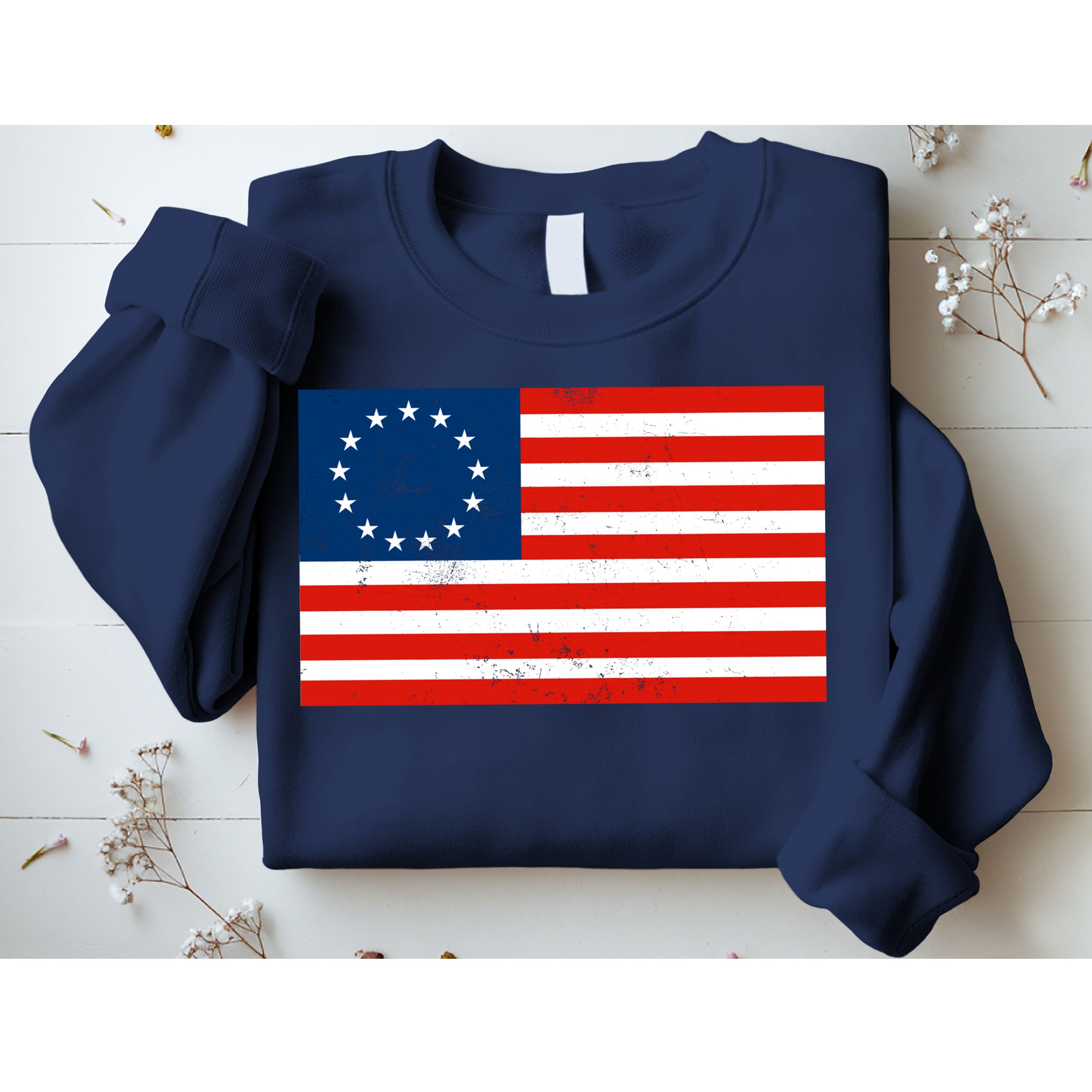 Classic Betsy Ross Flag Distressed  Sweatshirt