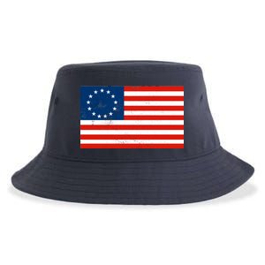 Classic Betsy Ross Flag Distressed  Sustainable Bucket Hat