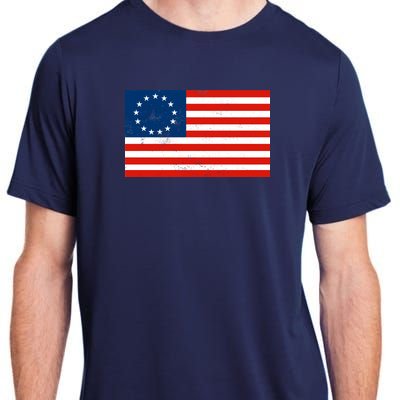 Classic Betsy Ross Flag Distressed  Adult ChromaSoft Performance T-Shirt