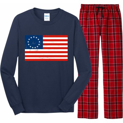 Classic Betsy Ross Flag Distressed  Long Sleeve Pajama Set