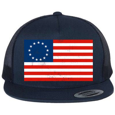 Classic Betsy Ross Flag Distressed  Flatbill Hat