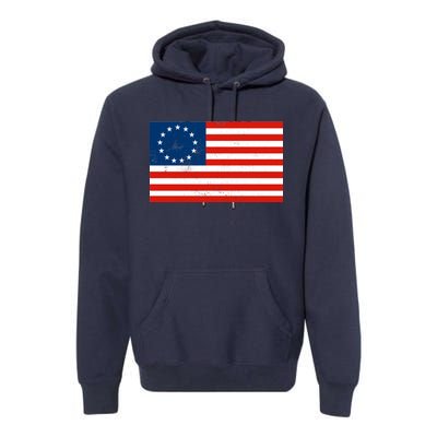 Classic Betsy Ross Flag Distressed  Premium Hoodie