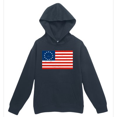 Classic Betsy Ross Flag Distressed  Urban Pullover Hoodie