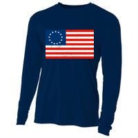 Classic Betsy Ross Flag Distressed  Cooling Performance Long Sleeve Crew
