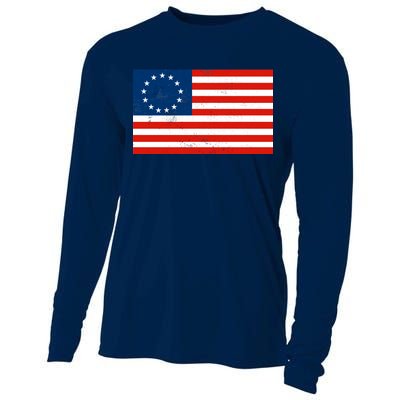 Classic Betsy Ross Flag Distressed  Cooling Performance Long Sleeve Crew