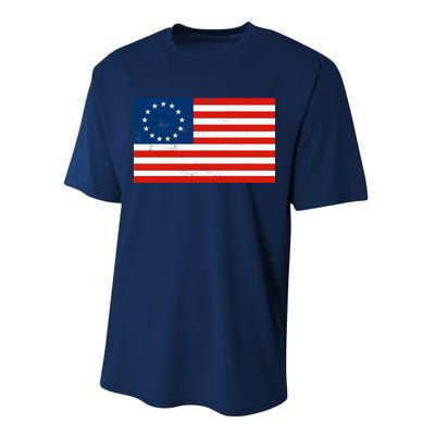 Classic Betsy Ross Flag Distressed  Performance Sprint T-Shirt