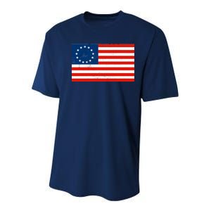 Classic Betsy Ross Flag Distressed  Youth Performance Sprint T-Shirt