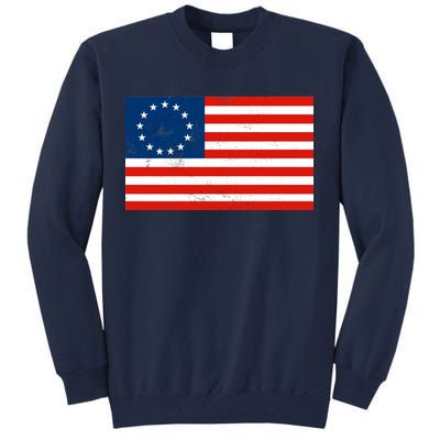 Classic Betsy Ross Flag Distressed  Tall Sweatshirt