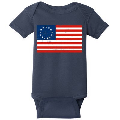 Classic Betsy Ross Flag Distressed  Baby Bodysuit