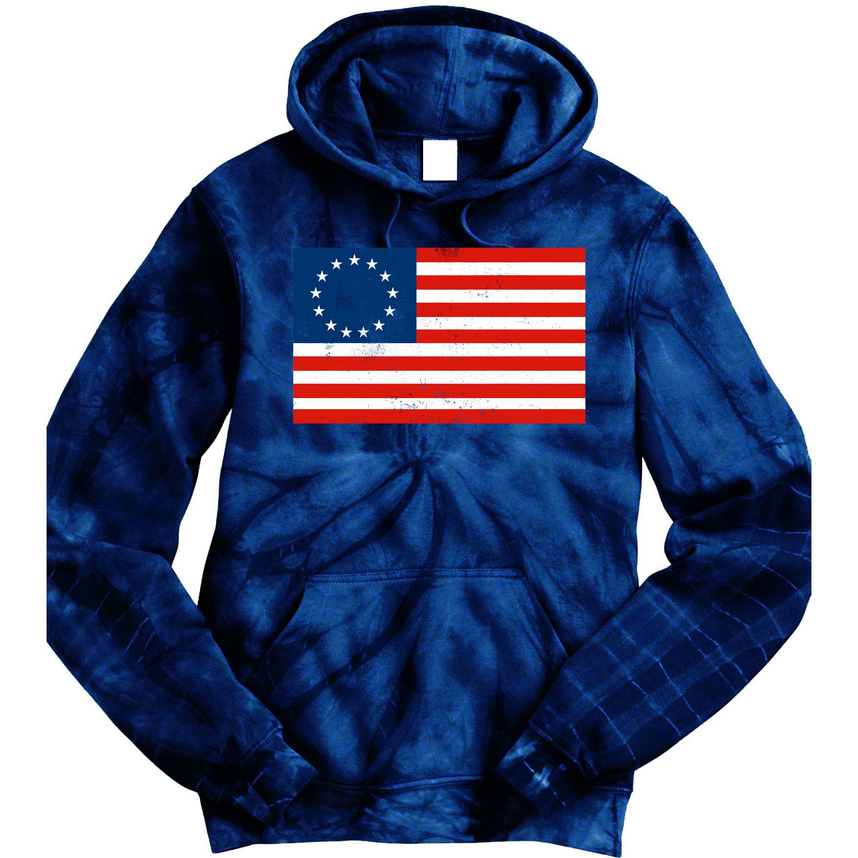 Classic Betsy Ross Flag Distressed  Tie Dye Hoodie