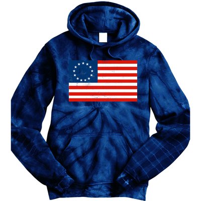 Classic Betsy Ross Flag Distressed  Tie Dye Hoodie