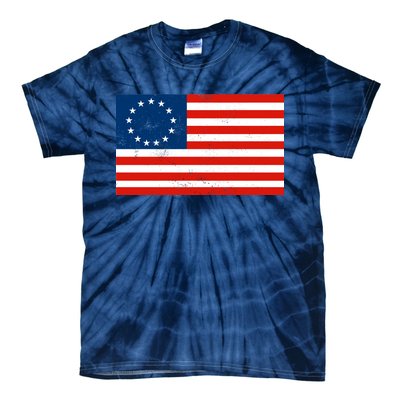 Classic Betsy Ross Flag Distressed  Tie-Dye T-Shirt