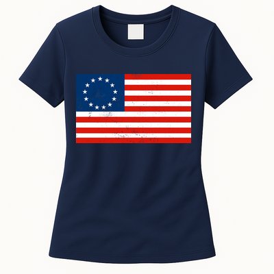 Classic Betsy Ross Flag Distressed  Womens T-Shirt