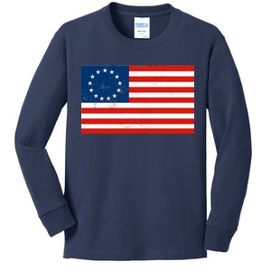 Classic Betsy Ross Flag Distressed  Kids Long Sleeve Shirt