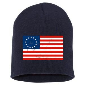 Classic Betsy Ross Flag Distressed  Short Acrylic Beanie