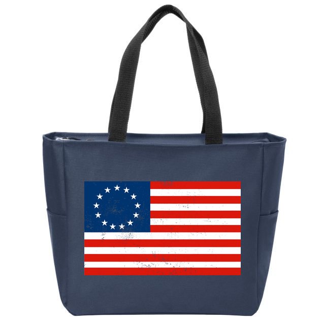 Classic Betsy Ross Flag Distressed  Zip Tote Bag