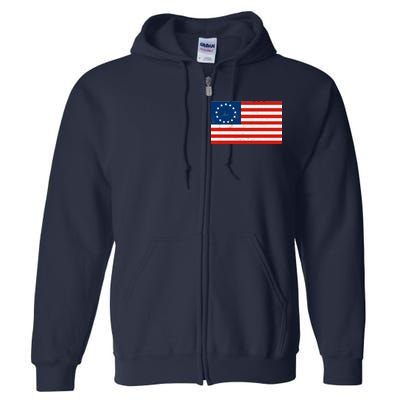 Classic Betsy Ross Flag Distressed  Full Zip Hoodie