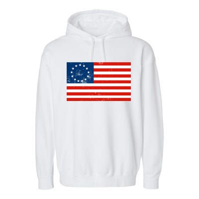 Classic Betsy Ross Flag Distressed  Garment-Dyed Fleece Hoodie