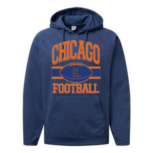 Classic Chicago IL Football Fan Logo Performance Fleece Hoodie