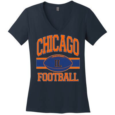 Classic Chicago IL Football Fan Logo Women's V-Neck T-Shirt