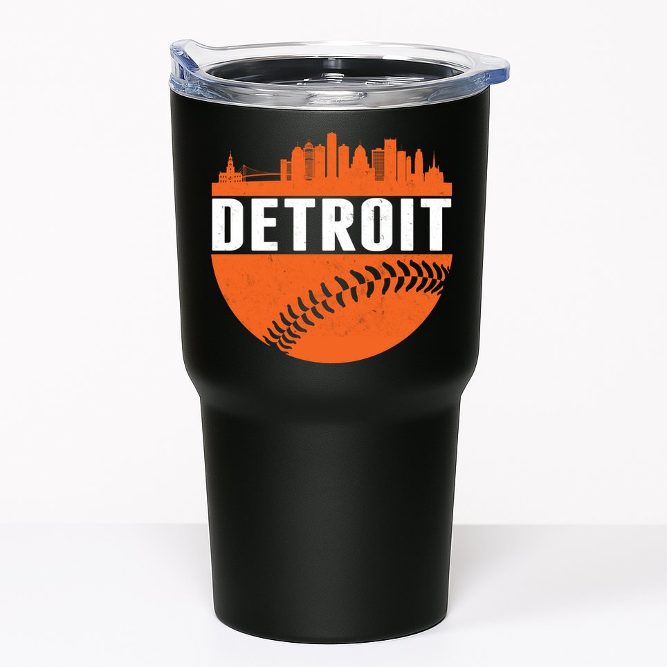 Classic Detroit Skyline Baseball  Tumbler
