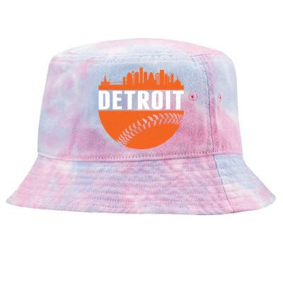 Classic Detroit Skyline Baseball  Tie-Dyed Bucket Hat