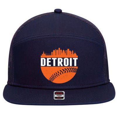 Classic Detroit Skyline Baseball  7 Panel Mesh Trucker Snapback Hat