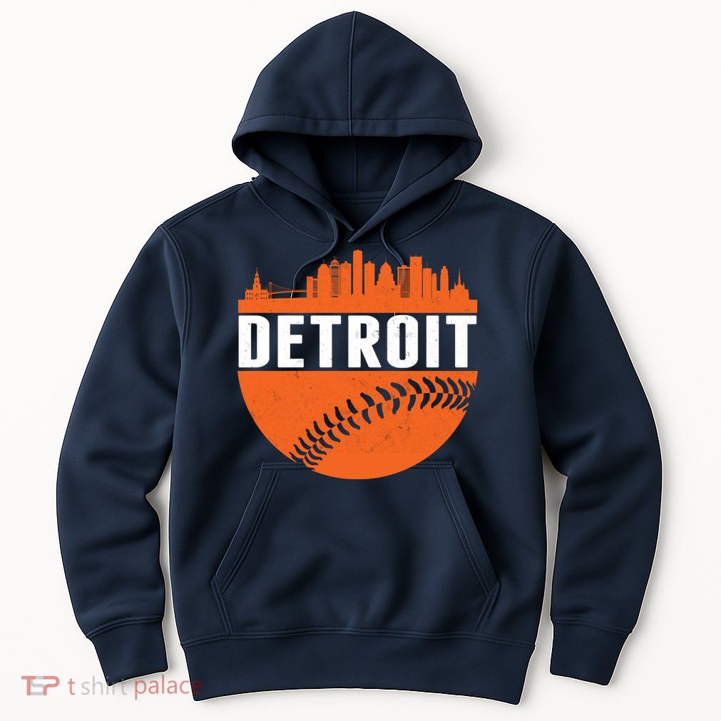 Classic Detroit Skyline Baseball  Hoodie