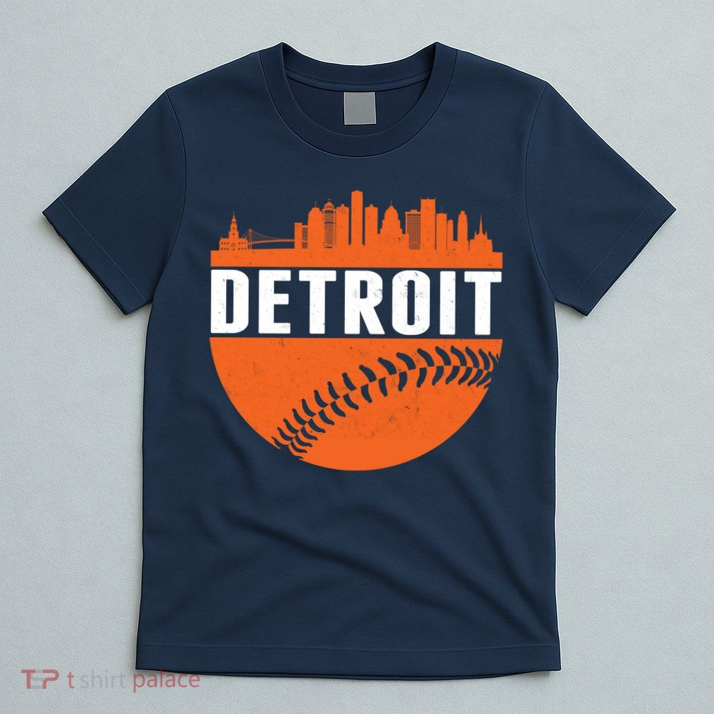 Classic Detroit Skyline Baseball  T-Shirt