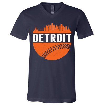 Classic Detroit Skyline Baseball  V-Neck T-Shirt